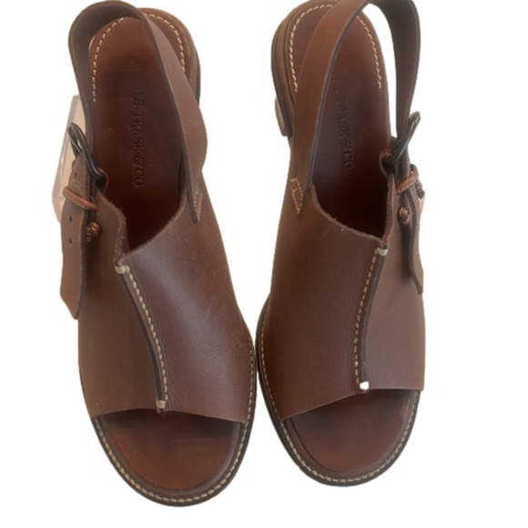 HS Trask & Co Brown Leather Sling Back Boho Heels size 6 - Picture 2 of 6